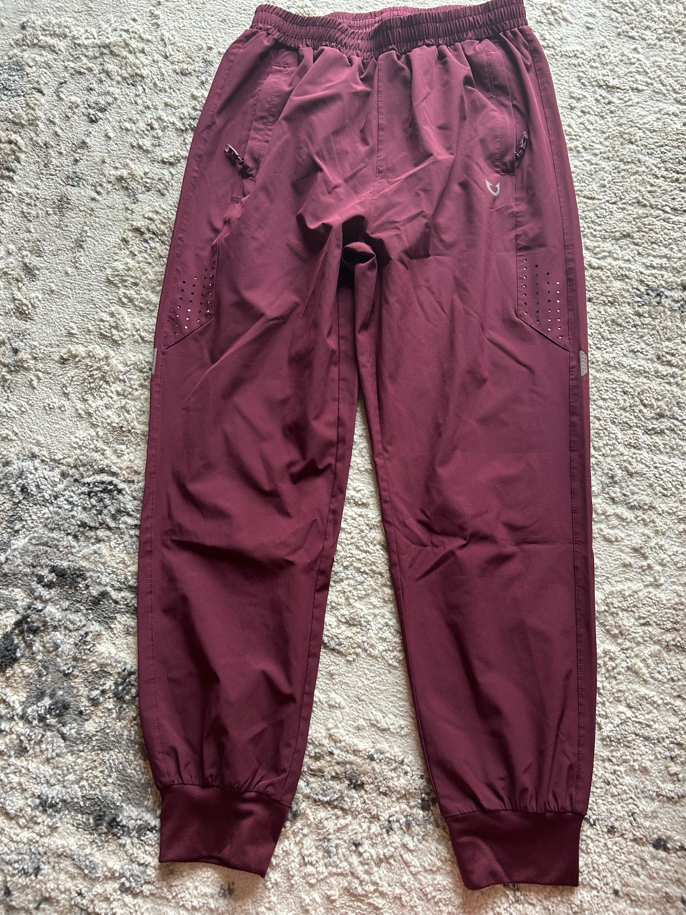Men's Burgundy Athletic Jogger Pants with Vent Panels